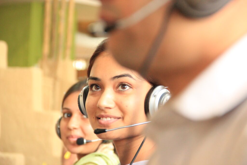 Workers at a contact centre.